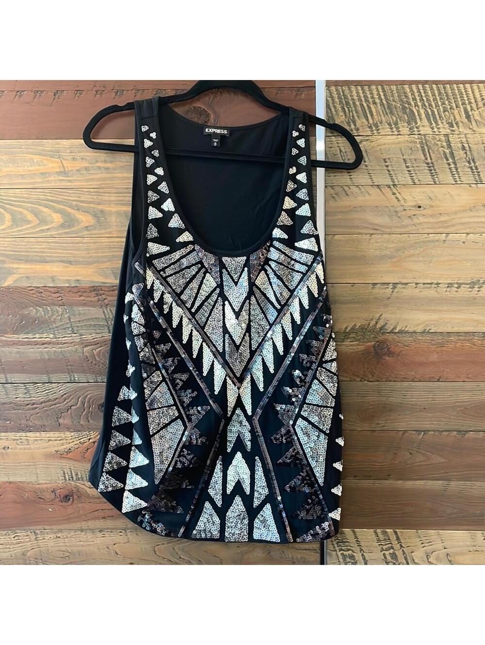 Express Black sequin tank top - Sz Medium